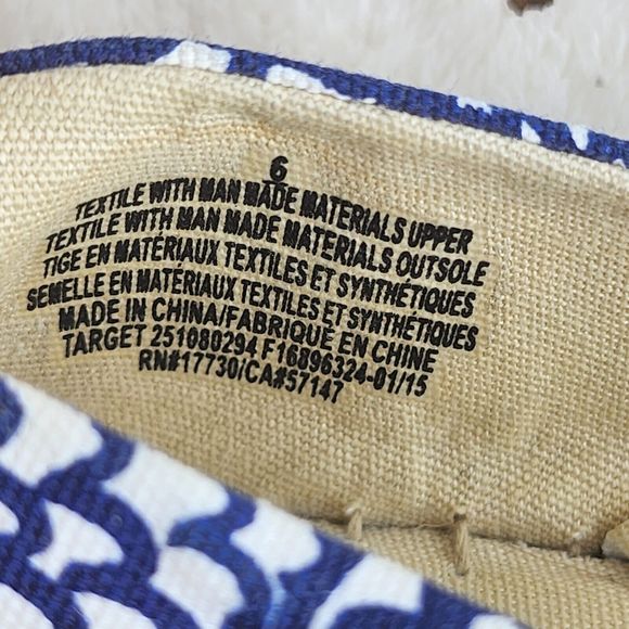 Lily Pulitzer Womens Blue White Floral Canvas Gold Toe Espadrill Slip On Flats 6 - Picture 8 of 8